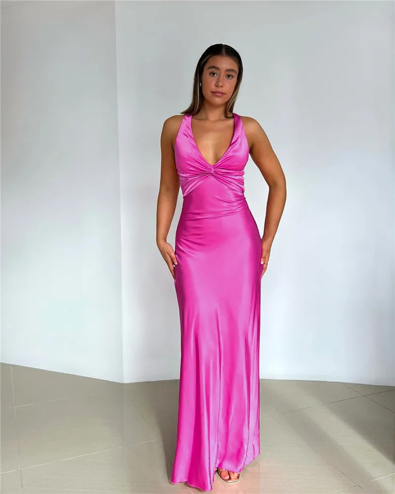 Women Elegant Satin Evening Gown for Weddings Elegant Dresses