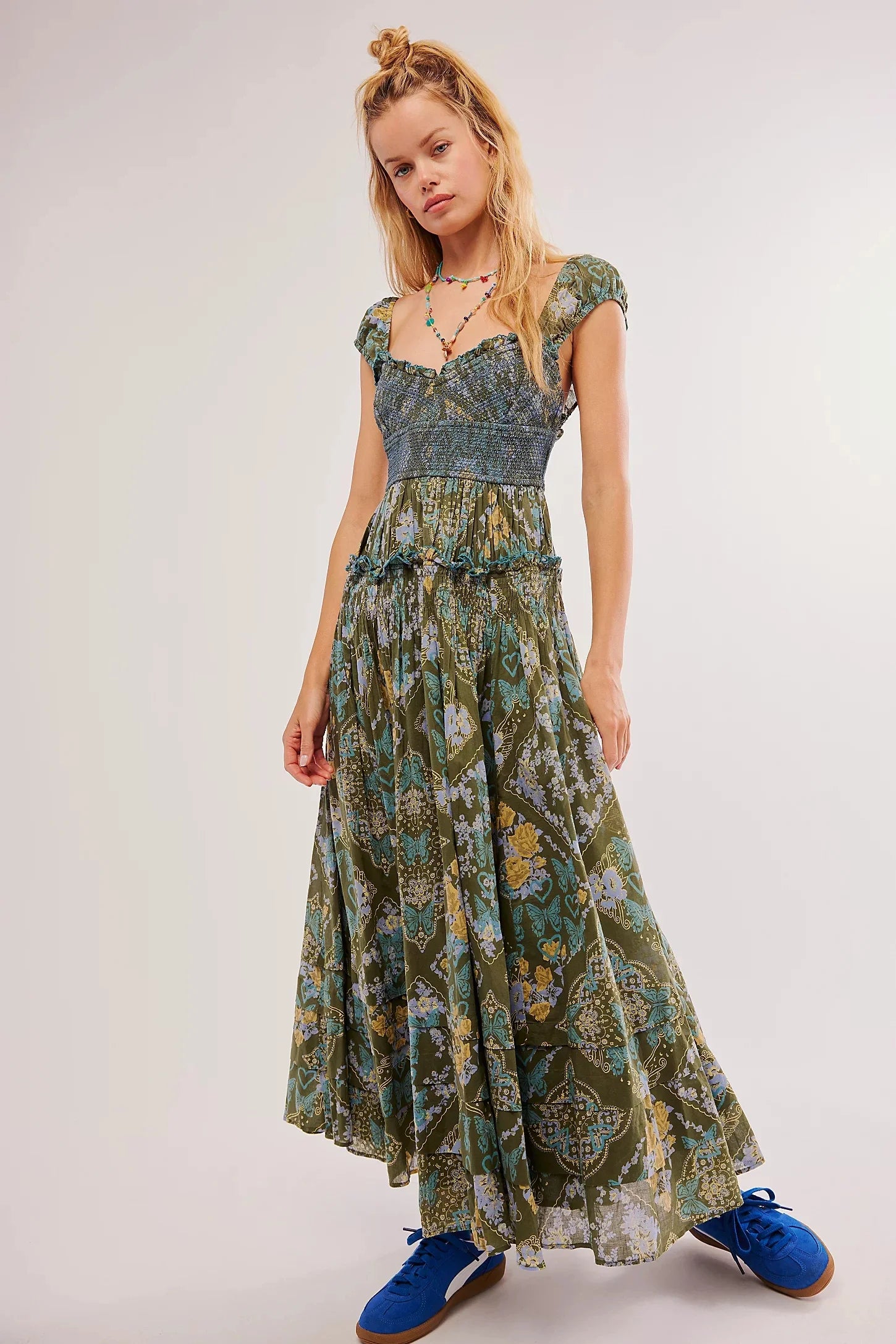 Women Floral & Paisley Boho Layered Maxi Dress Casual Dresses