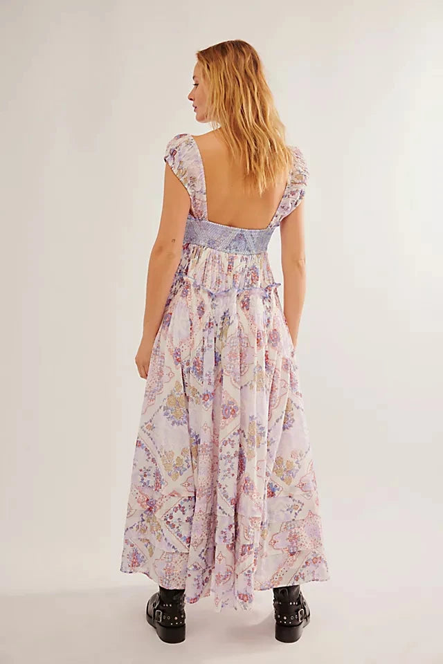 Women Floral & Paisley Boho Layered Maxi Dress Casual Dresses