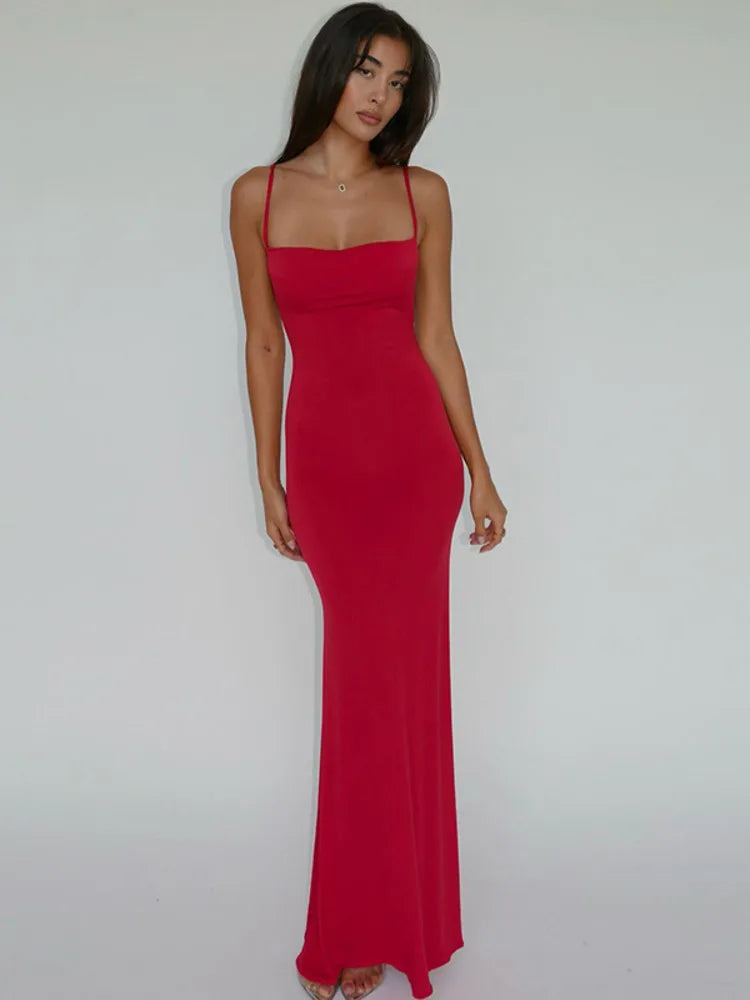 Red Evening Gown with Elegant Details for Weddings and Galas