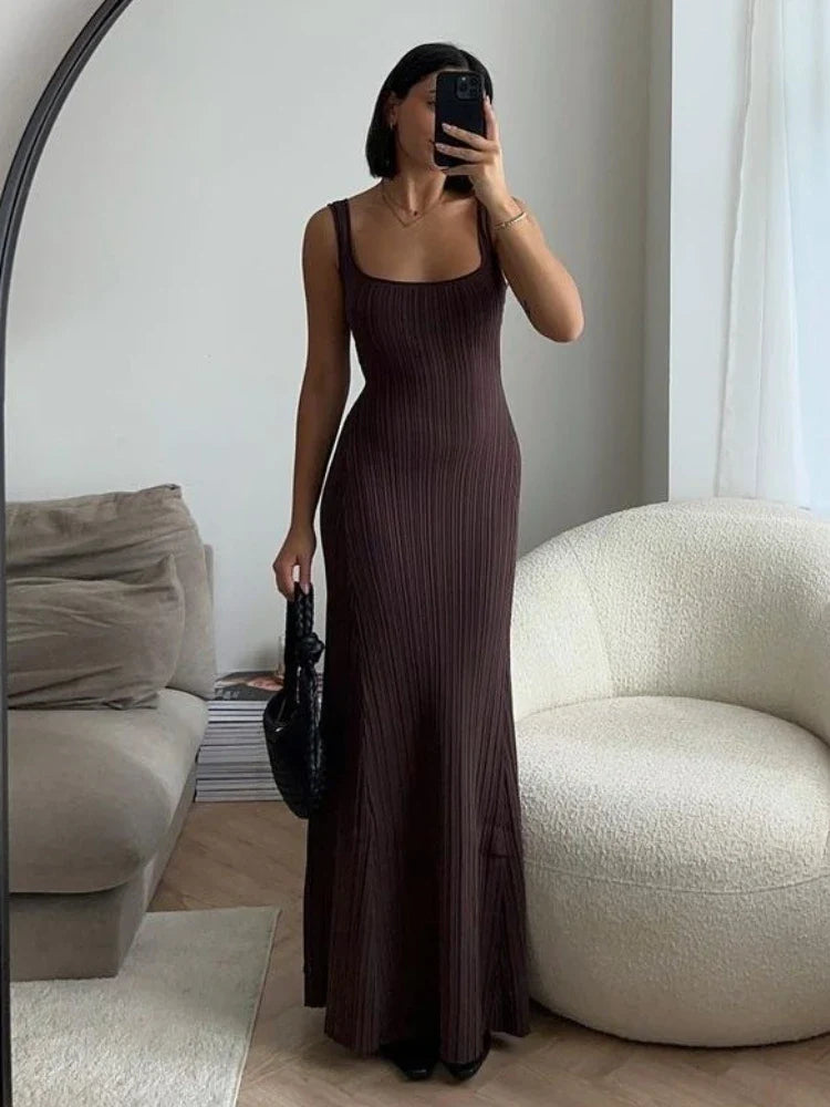 Full-Length Ribbed Dress for Special Occasions Cocktail Dresses