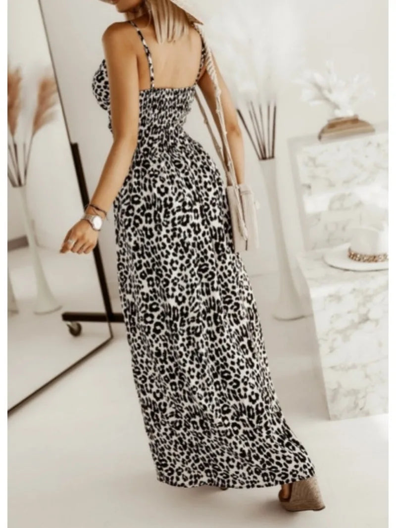 Flowing Leopard Print Maxi Dress for Women Maxi Dresses