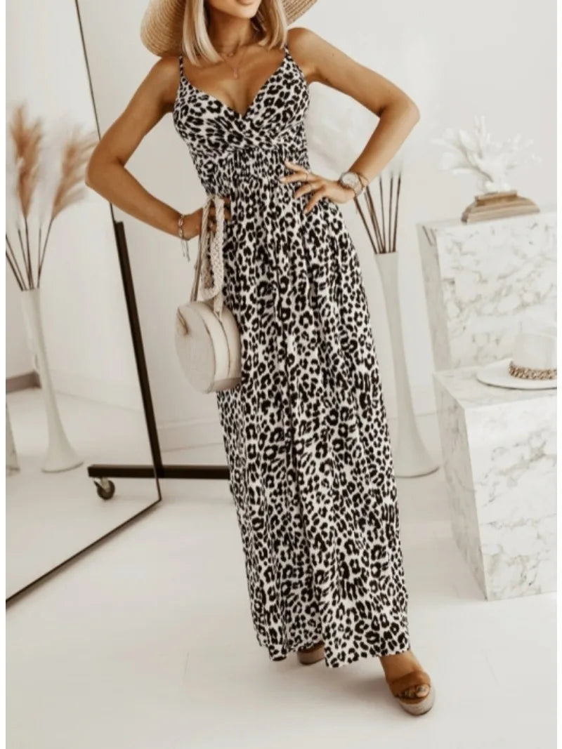 Flowing Leopard Print Maxi Dress for Women Maxi Dresses