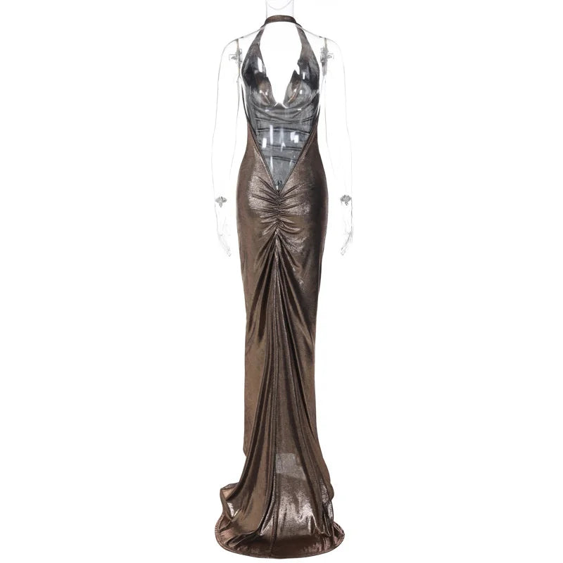 Women's Metallic Mermaid Gown for Cocktail Events Elegant Dresses