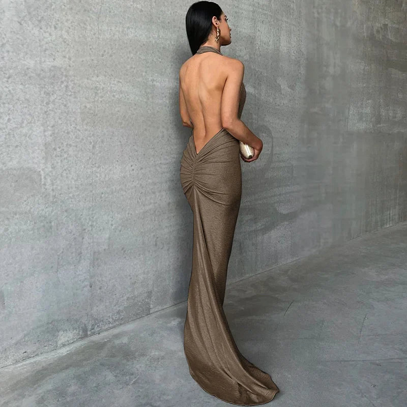 Women's Metallic Mermaid Gown for Cocktail Events Elegant Dresses