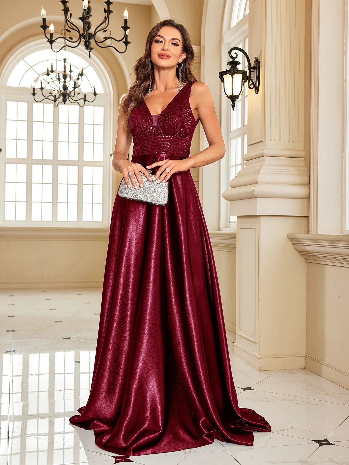 Satin & Sequin Gown for Elegant Evenings Elegant Dresses