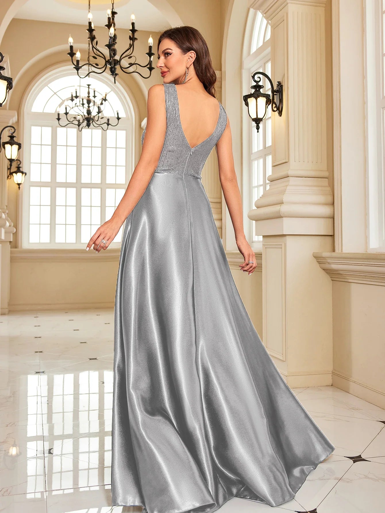 Satin & Sequin Gown for Elegant Evenings Elegant Dresses