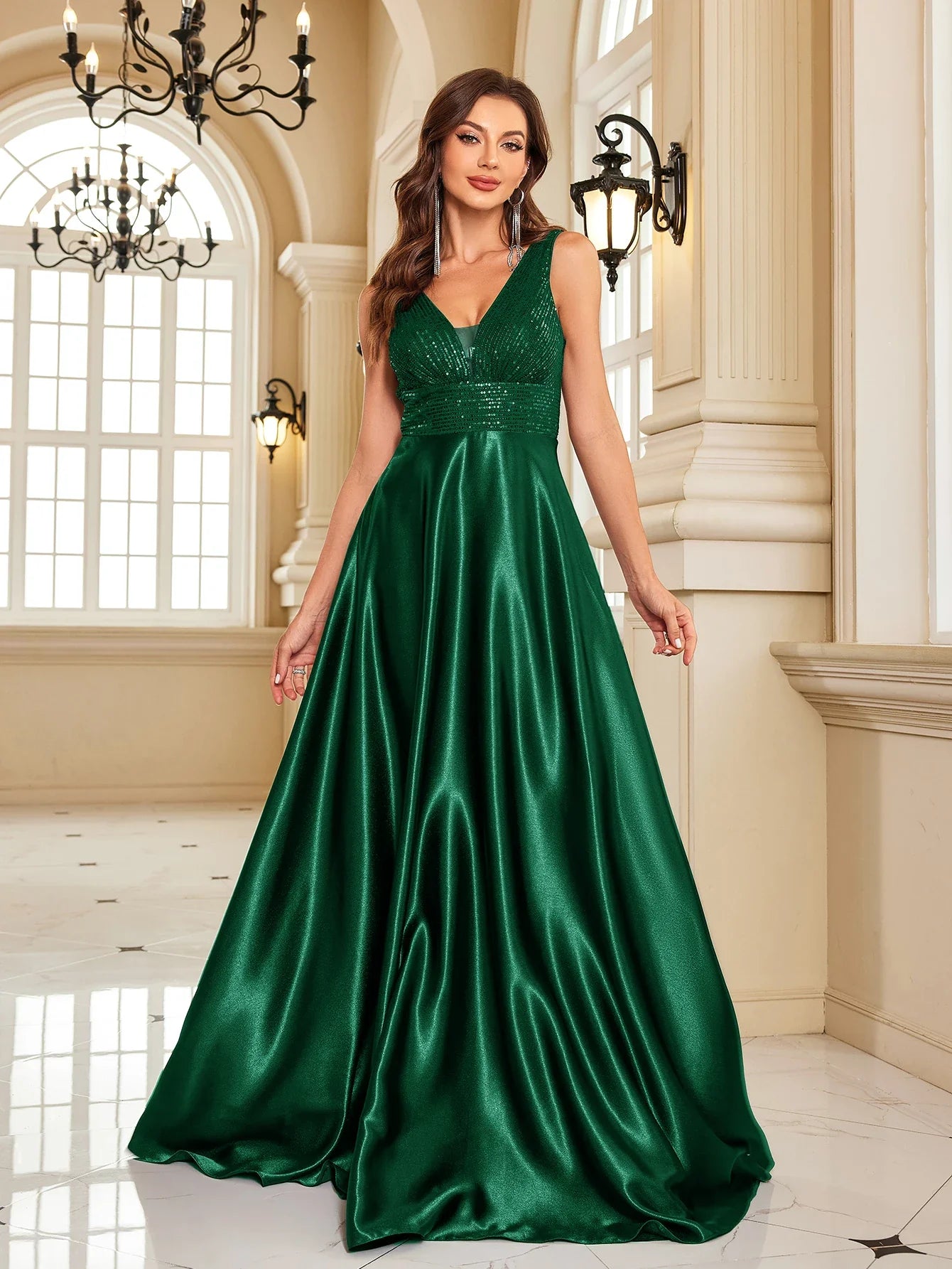 Satin & Sequin Gown for Elegant Evenings Elegant Dresses