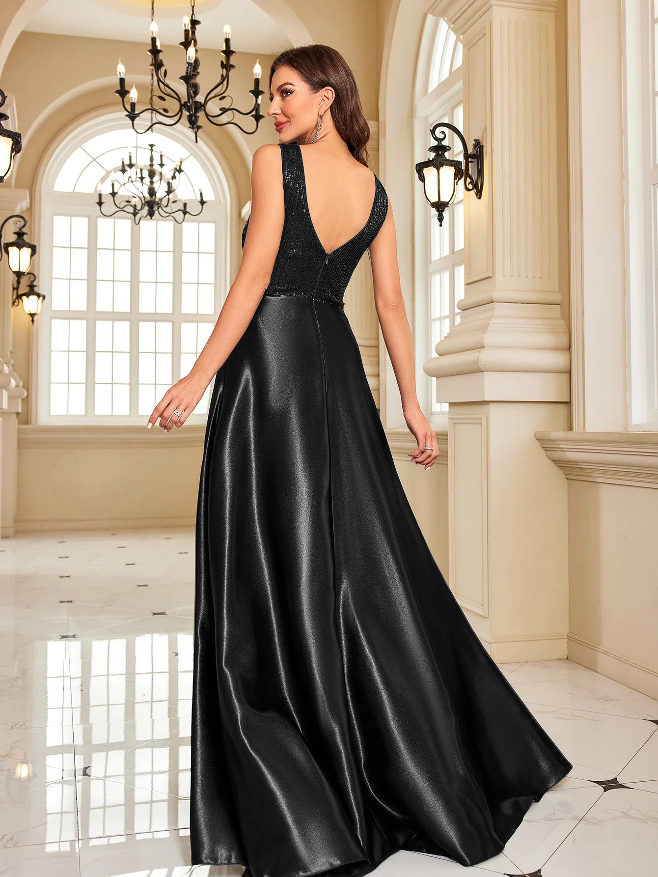 Satin & Sequin Gown for Elegant Evenings Elegant Dresses