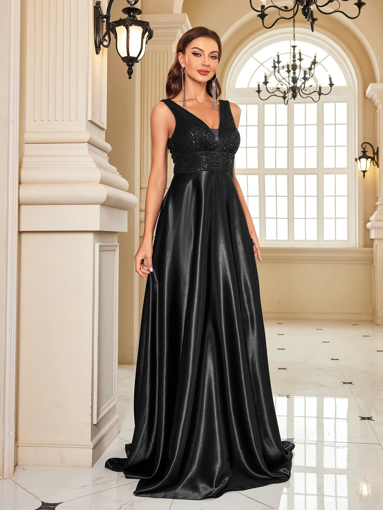 Satin & Sequin Gown for Elegant Evenings Elegant Dresses