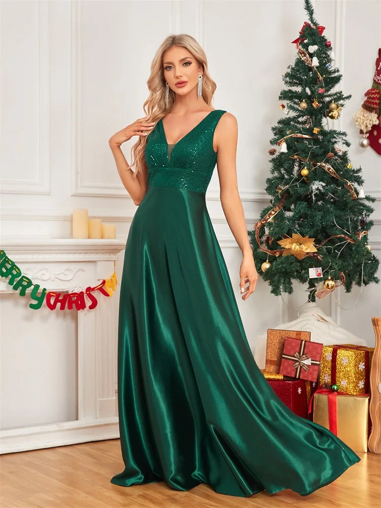 Satin & Sequin Gown for Elegant Evenings Elegant Dresses