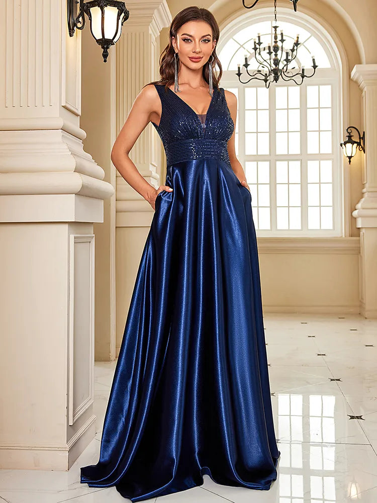 Satin & Sequin Gown for Elegant Evenings Elegant Dresses