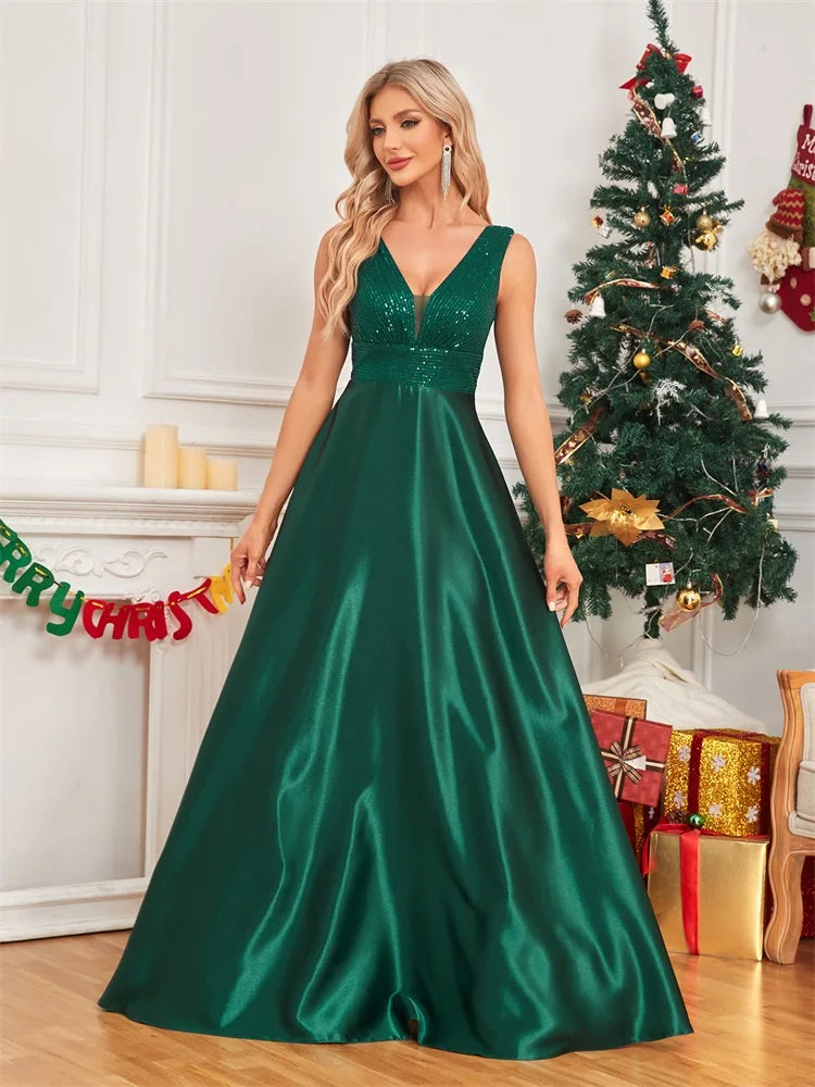 Satin & Sequin Gown for Elegant Evenings Elegant Dresses