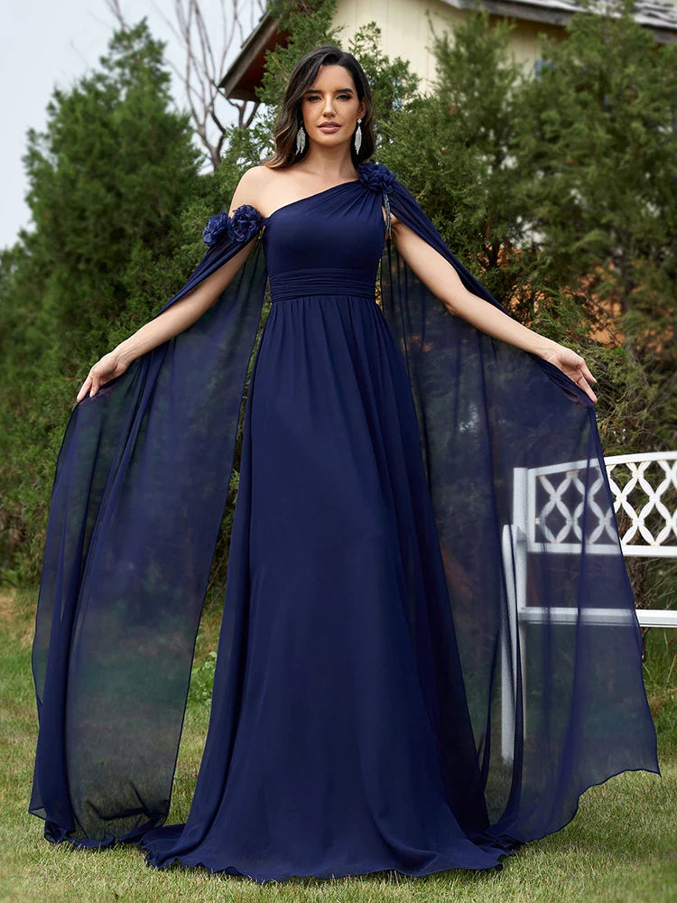 Draping Chiffon One-Shoulder Gown for Elegant Evenings Elegant