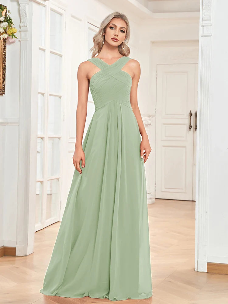 Chiffon A-Line Dress Perfect for Wedding Seasons Elegant Dresses