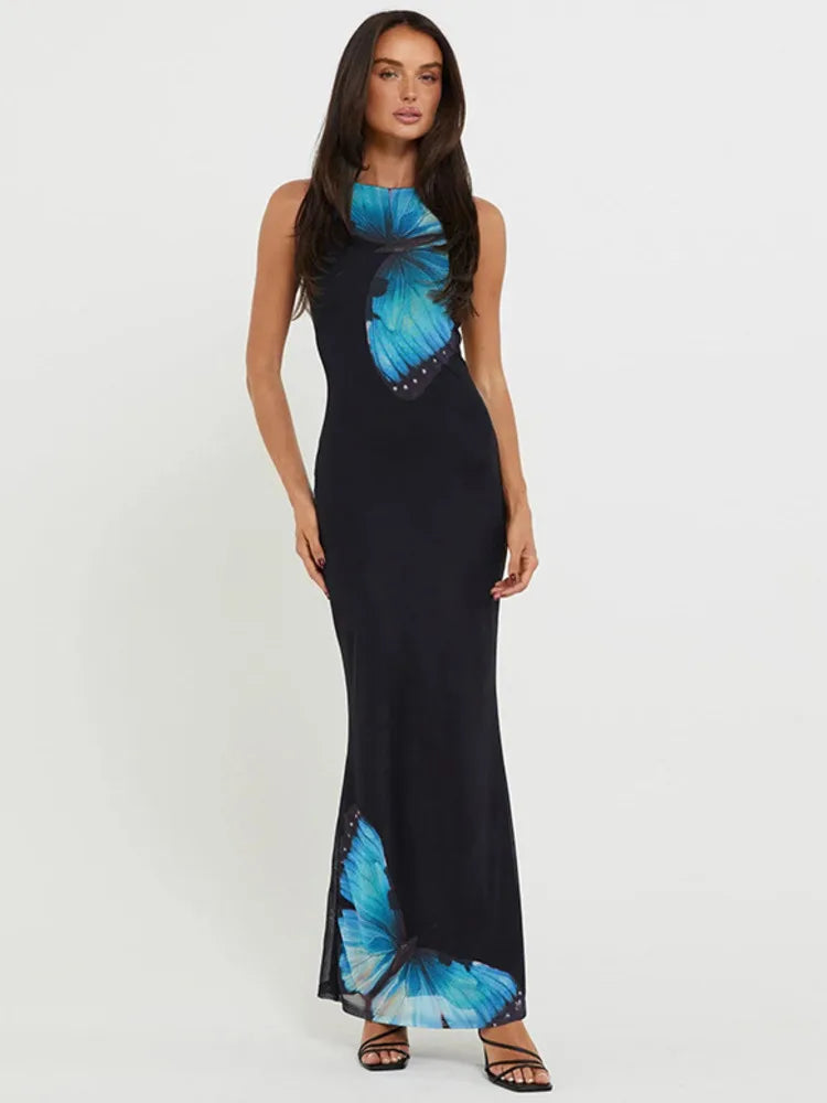 Mermaid Dress with Butterfly Accents for Weddings Cocktail