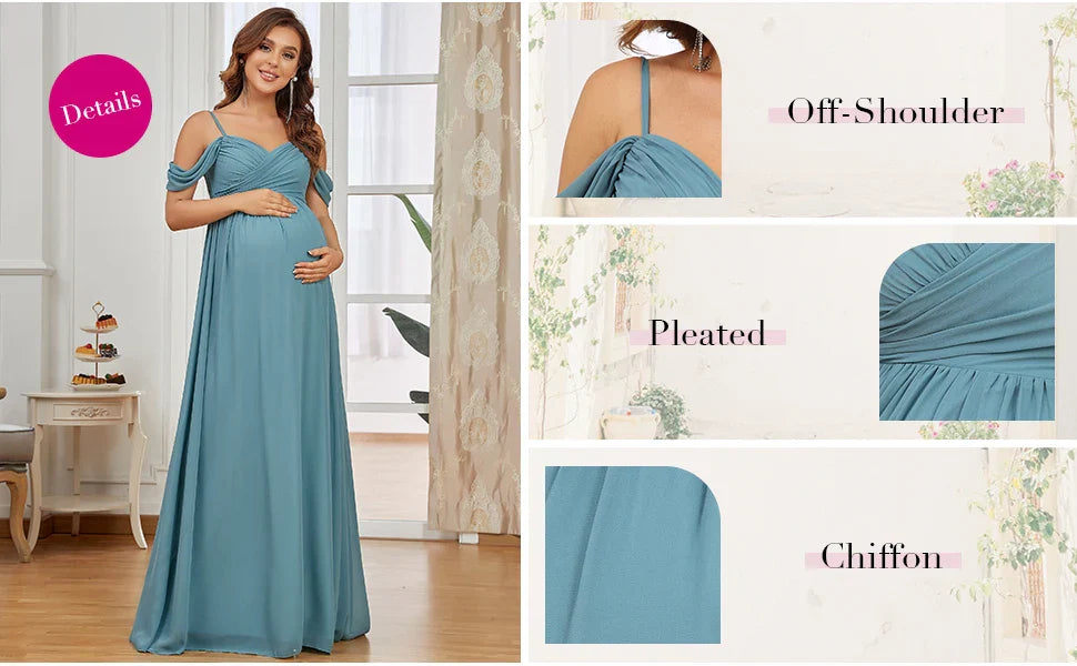 Evening Elegance Draped Maternity Gown for Special Occasions