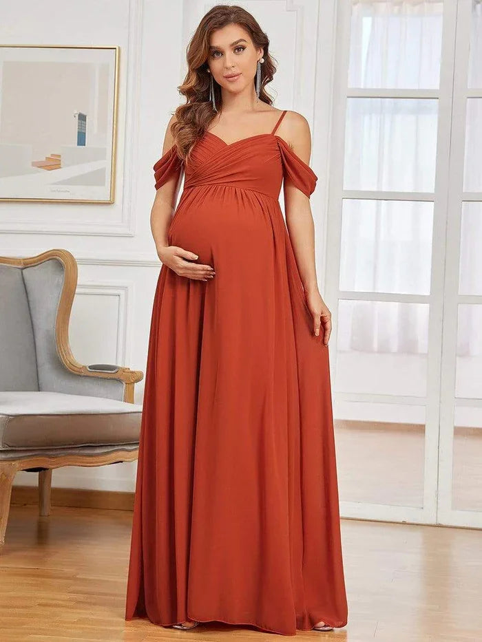 Evening Elegance Draped Maternity Gown for Special Occasions