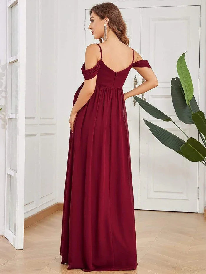 Evening Elegance Draped Maternity Gown for Special Occasions