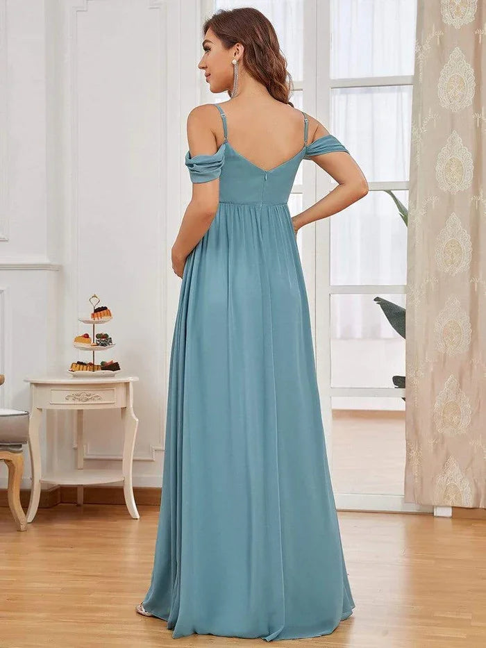 Evening Elegance Draped Maternity Gown for Special Occasions