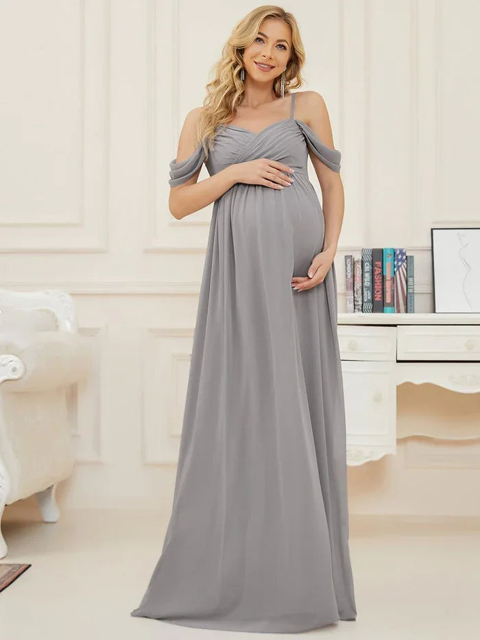 Evening Elegance Draped Maternity Gown for Special Occasions