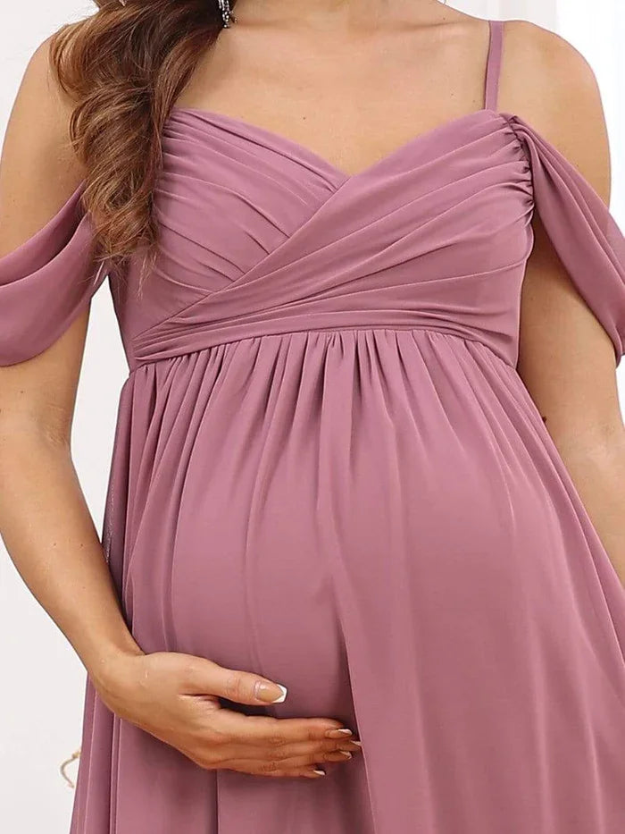 Evening Elegance Draped Maternity Gown for Special Occasions