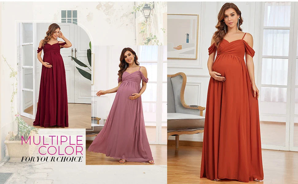 Evening Elegance Draped Maternity Gown for Special Occasions