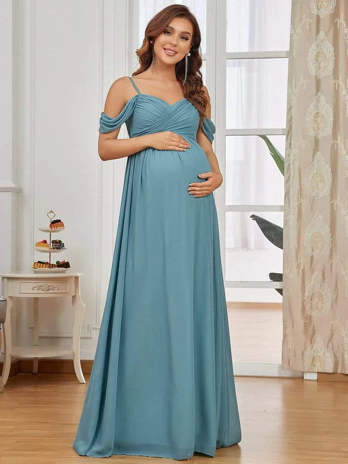 Evening Elegance Draped Maternity Gown for Special Occasions