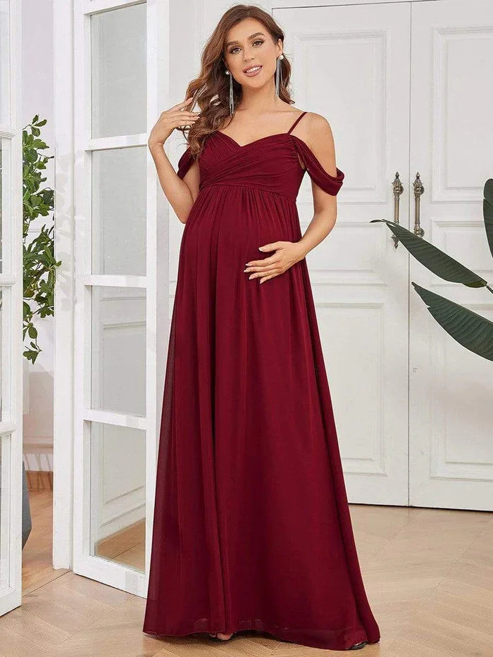 Evening Elegance Draped Maternity Gown for Special Occasions