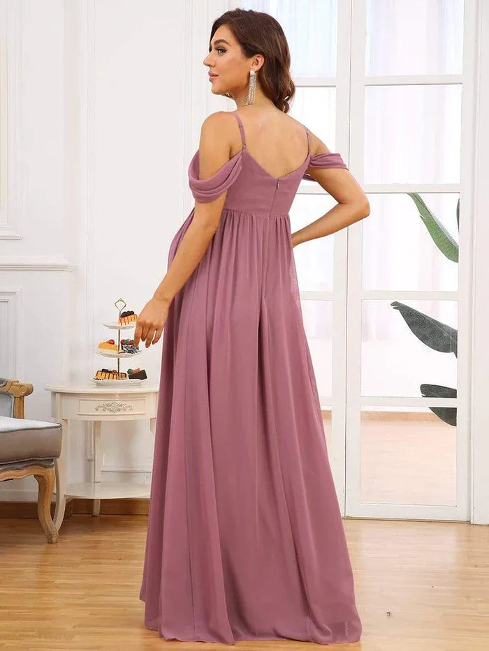 Evening Elegance Draped Maternity Gown for Special Occasions