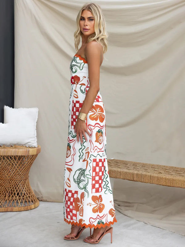 Floral Print Strapless Tube Maxi Dress with Smocked Back | Tube Dresses