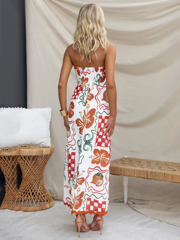 Floral Print Strapless Tube Maxi Dress with Smocked Back | Tube Dresses