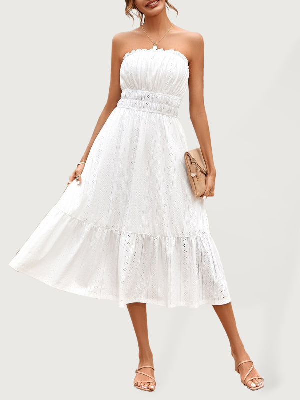 Sleeveless Spring-Summer Dress with Ruffle Hem