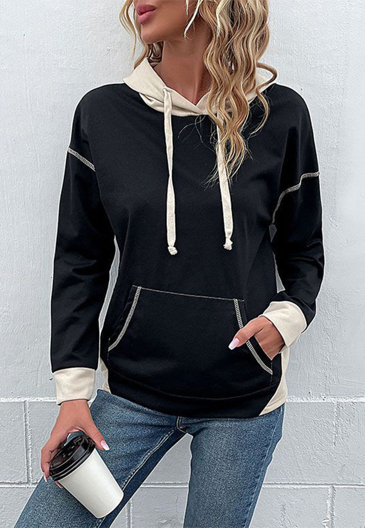 Oversized Kangaroo Pocket Hoodie - Hooded Sweatshirt Hoodies