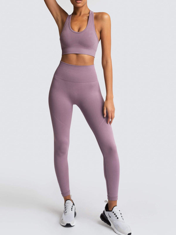 Fashion Workout Butt Lifting Leggings & Active Crop Top Set