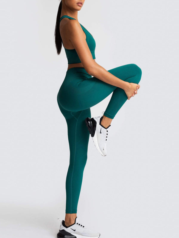 Fashion Workout Butt Lifting Leggings & Active Crop Top Set