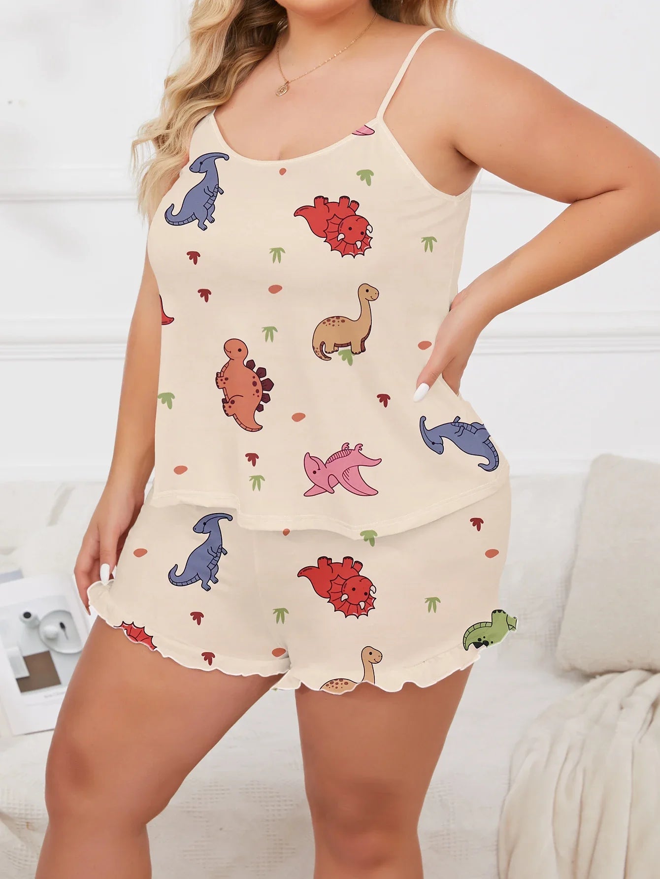 Dino Dreams Curvy 2-Piece Cami & Shorts Pajama Set Pajamas