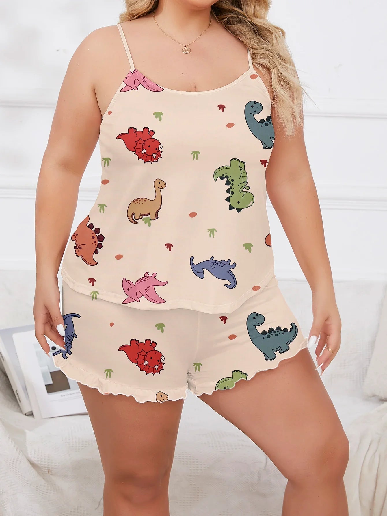 Dino Dreams Curvy 2-Piece Cami & Shorts Pajama Set Pajamas