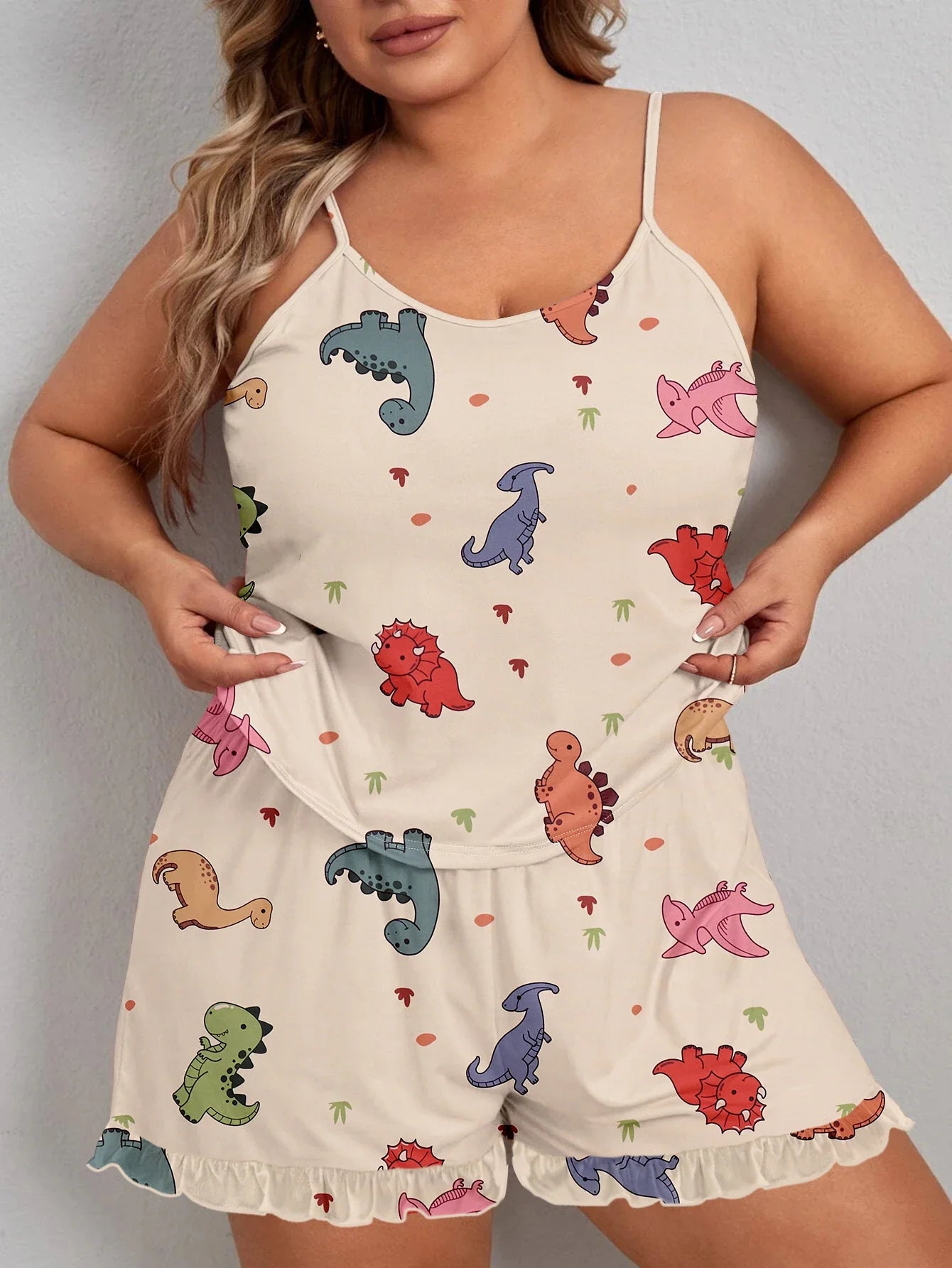 Dino Dreams Curvy 2-Piece Cami & Shorts Pajama Set Pajamas