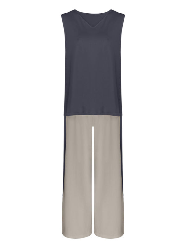 Comfortable 3-Piece Pajama Set - V-Neck Top, Wide-Leg Pants, Robe | Sleepwear & Loungewear
