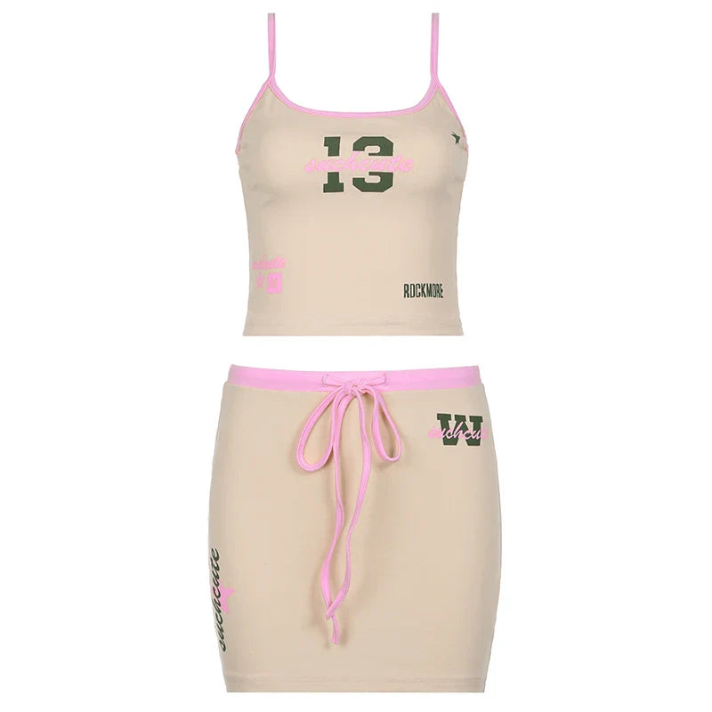 Sporty Athlete No. 13 Crop Top & Shorts Set for Workouts & Casual