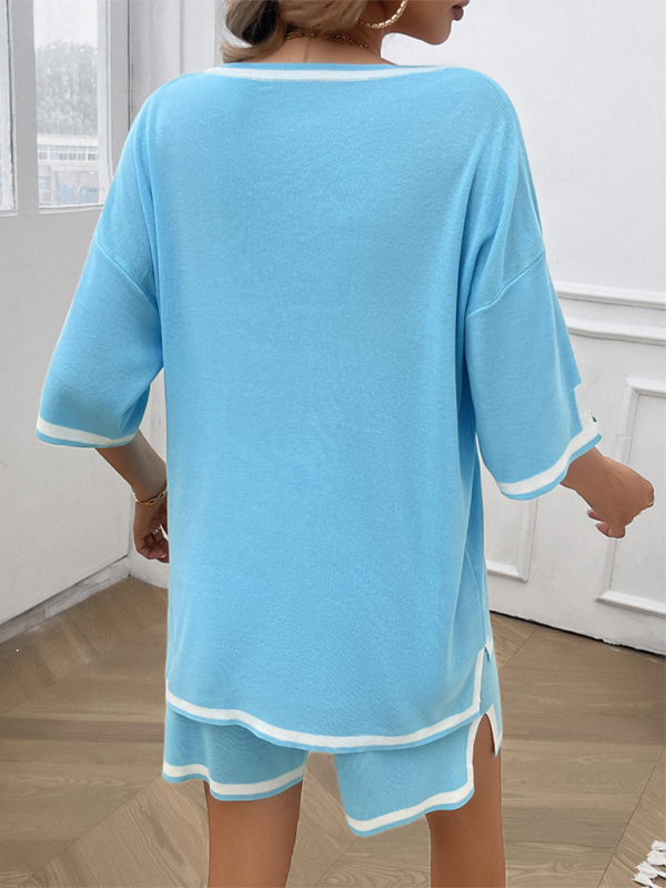 Casual V-Neck T-shirt and Shorts Set for Women | Summer Outfits