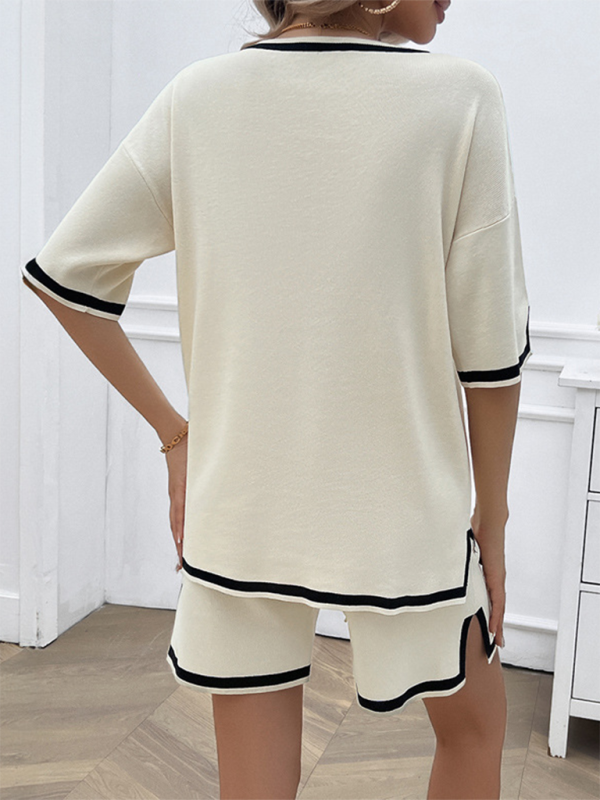 Casual V-Neck T-shirt and Shorts Set for Women | Summer Outfits