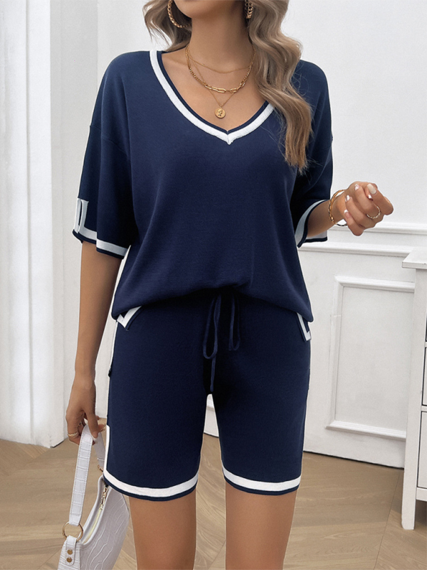 Casual V-Neck T-shirt and Shorts Set for Women | Summer Outfits