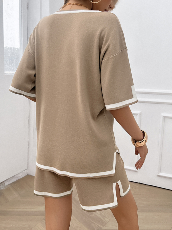Casual V-Neck T-shirt and Shorts Set for Women | Summer Outfits