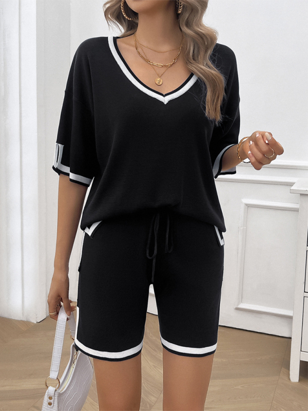 Casual V-Neck T-shirt and Shorts Set for Women | Summer Outfits