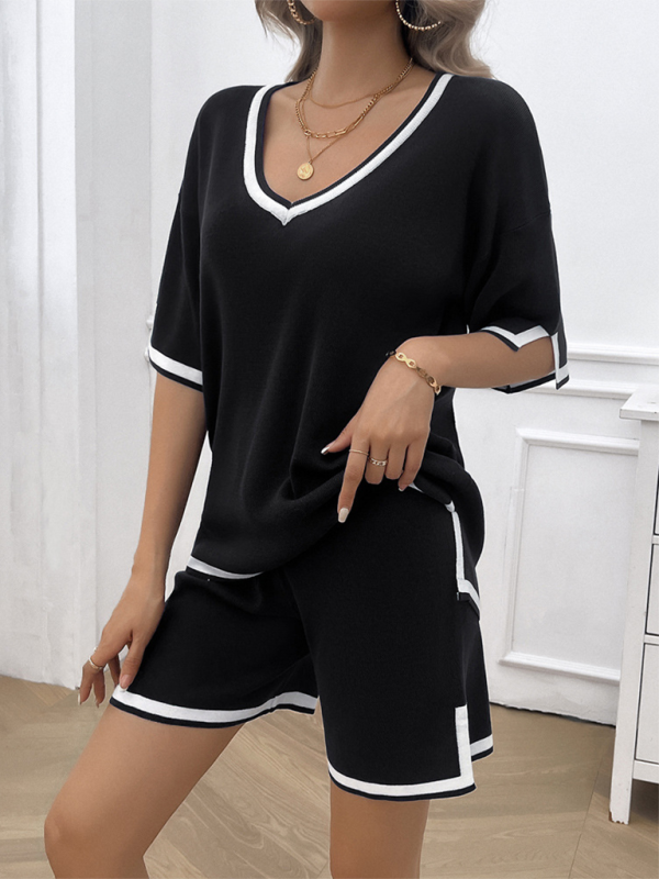 Casual V-Neck T-shirt and Shorts Set for Women | Summer Outfits