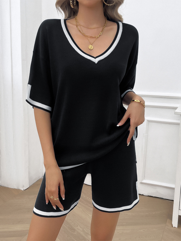 Casual V-Neck T-shirt and Shorts Set for Women | Summer Outfits