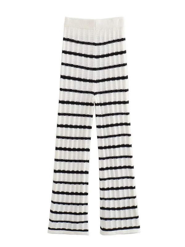 Summer Lounging Tie-Front Tank Top & Stripe Pants Loungewear