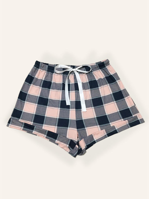 Women's Adjustable Waist Plaid Print Boyshorts - Plus-Size Shorts